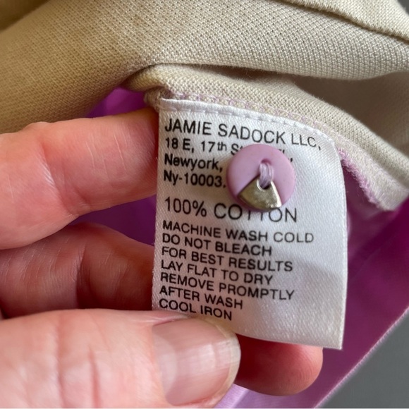 Jamie Sadock NWT Shirt Short Sleeve Purple Cream Medium - Picture 6 of 9